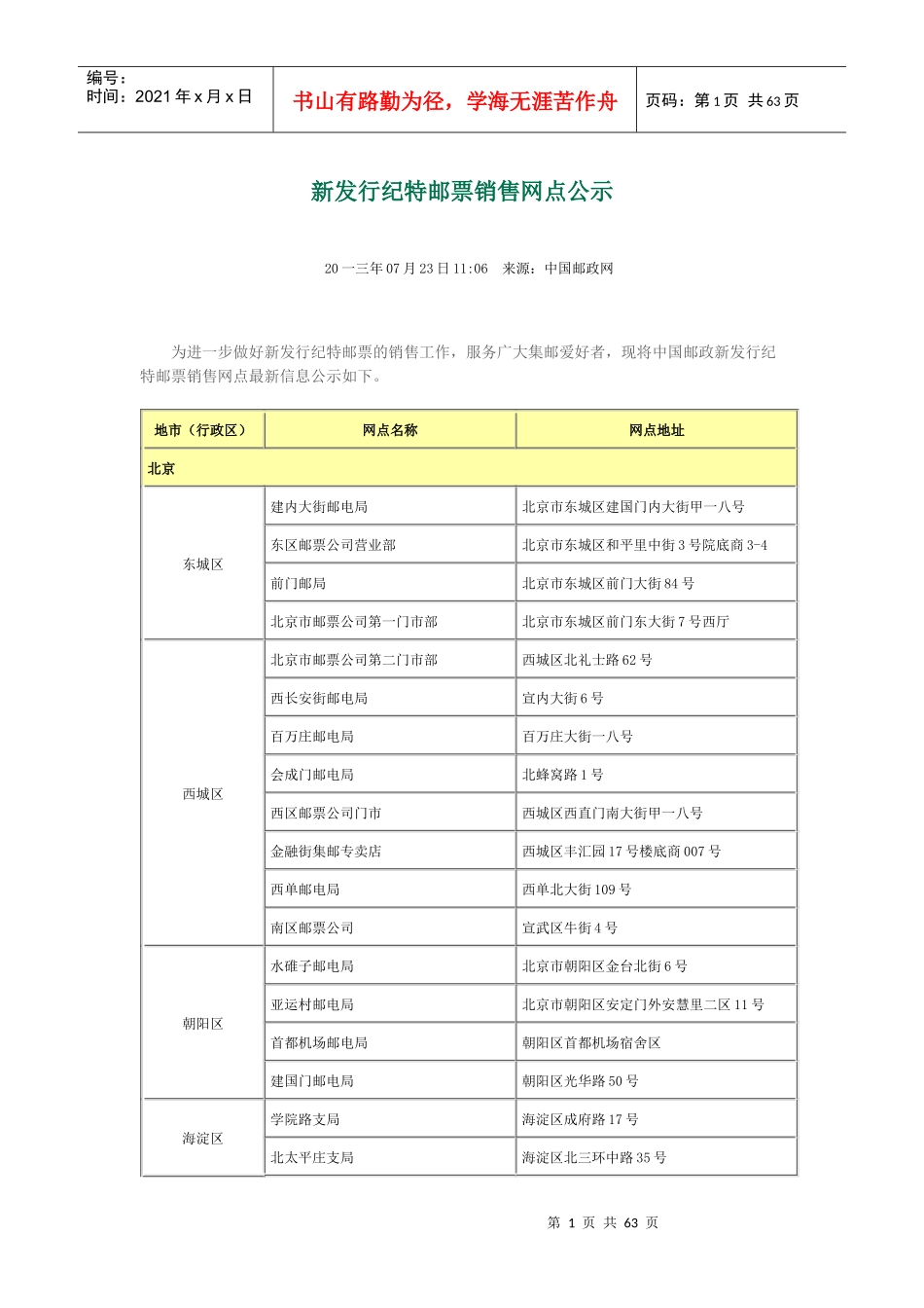 新发行纪特邮票销售网点公示_第1页