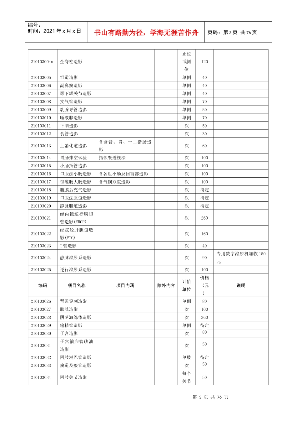 枣庄市医疗服务价格收费标准_第3页