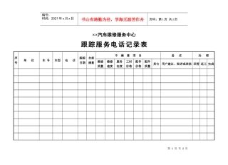 跟踪服务电话记录表