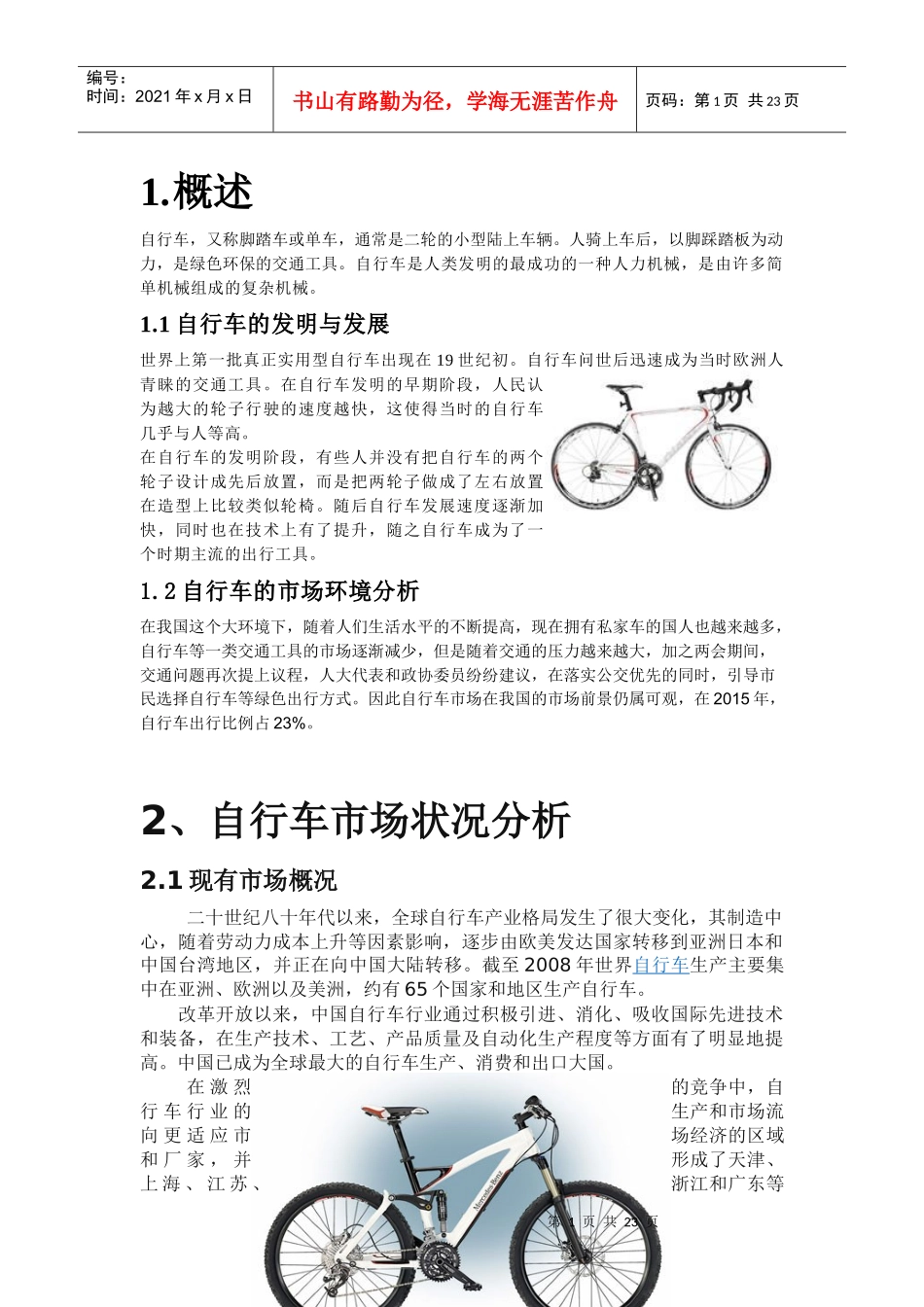 自行车市场调查_第1页