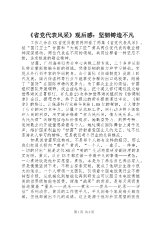 《省党代表风采》观后感：坚韧铸造不凡