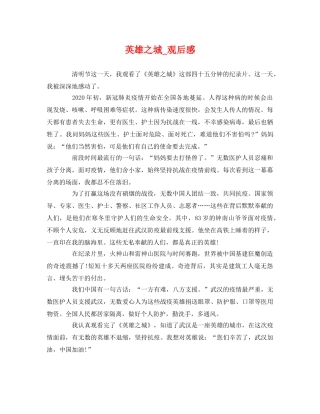 英雄之城_观后感 