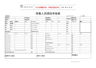 销售人员绩效考核表