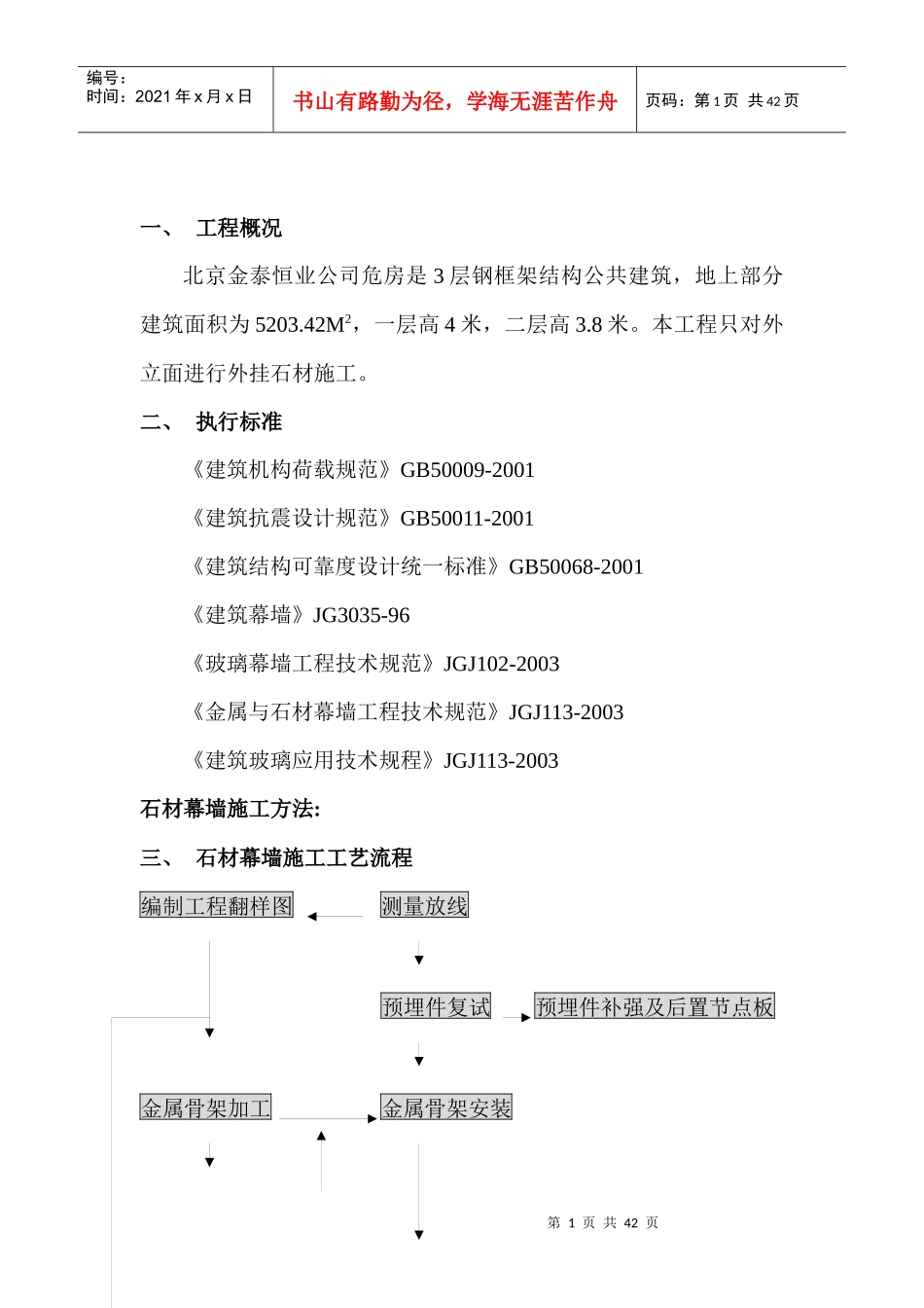 石材幕墙施工方案(真武庙改)_第1页