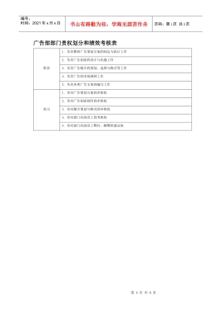 部门责权划分和绩效考核——广告部