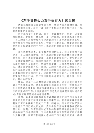 《左手责任心力右手执行力》读后感