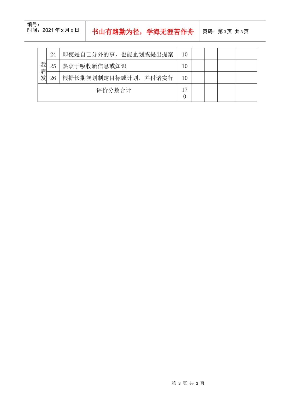 销售部门员工绩效评价表（DOC 2页）_第3页