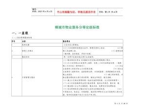 桐城市物业服务分等定级标准