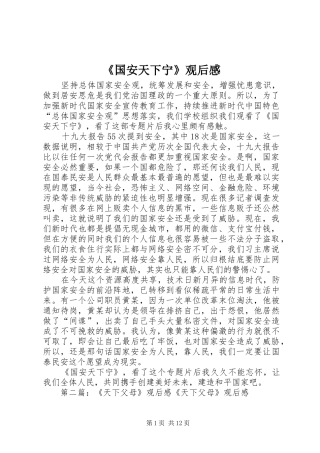 《国安天下宁》观后感