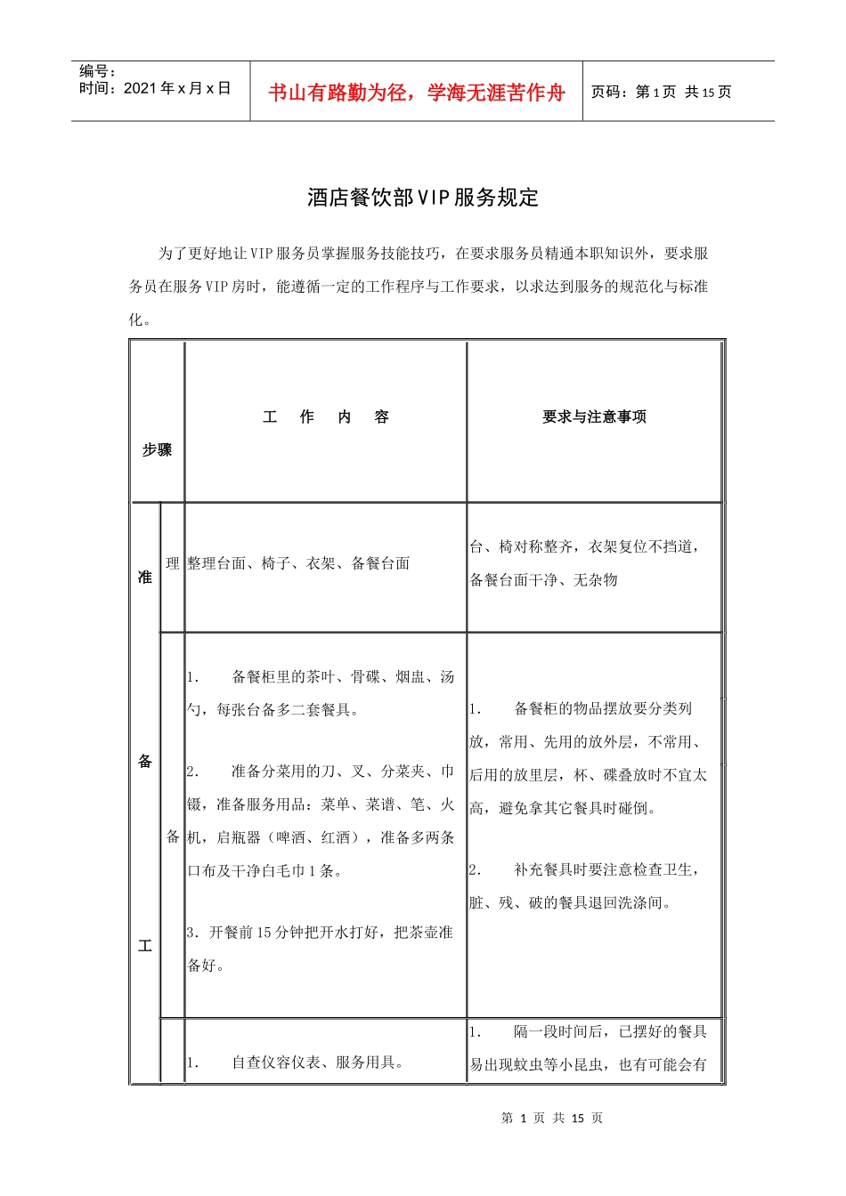 酒店餐饮部VIP服务规定（15P）_第1页