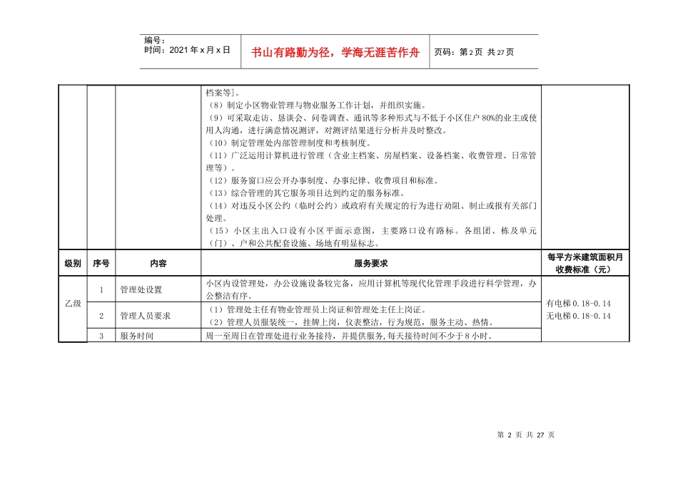 杭州市普通住宅物业服务分等收费标准_第2页