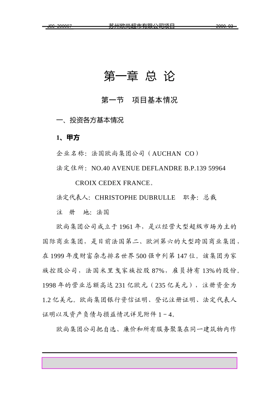 某公司超市项目可研报告_第1页