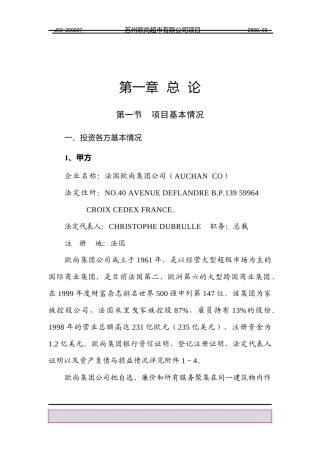 某公司超市项目可研报告