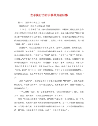 左手执行力右手领导力读后感 