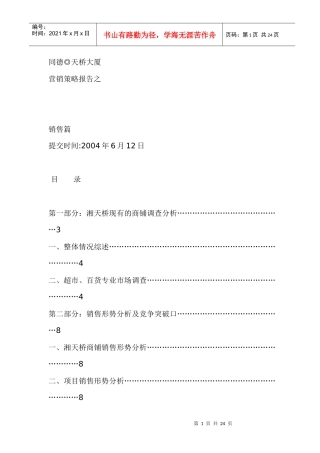 湖南某大厦项目全案营销策略报告之销售篇