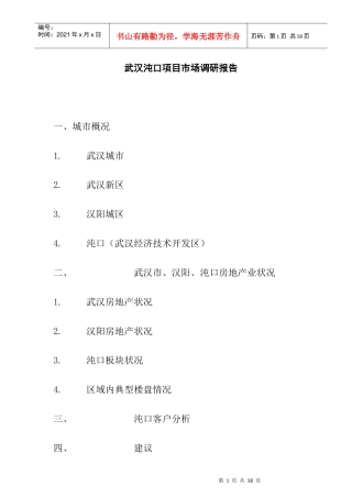 武汉某项目市场调研报告