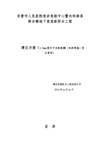 高分子自粘胶膜(非沥青基)防水卷材施工方案