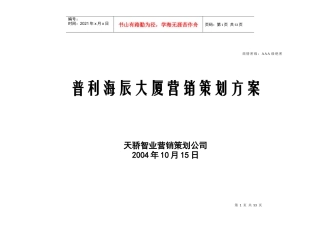 普利海辰大厦营销策划方案