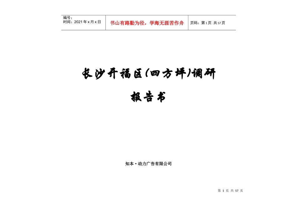 长沙市场开福区调研分析报告书_第1页