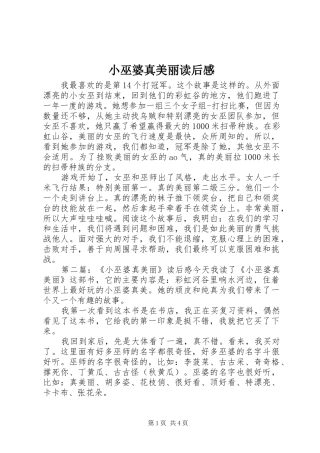 小巫婆真美丽读后感