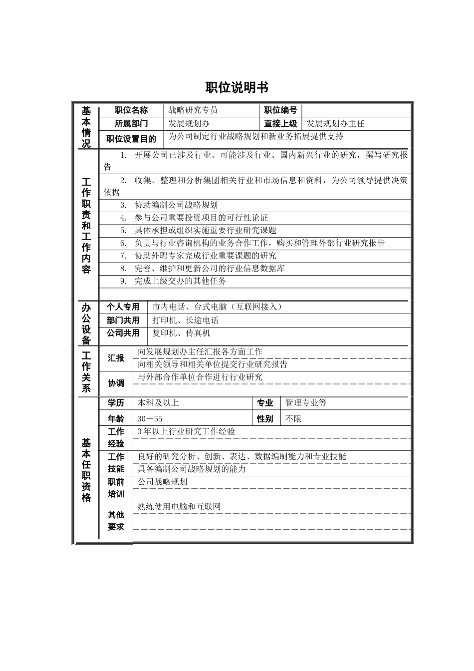 服务中心售后服务员岗位说明书(1)_第1页
