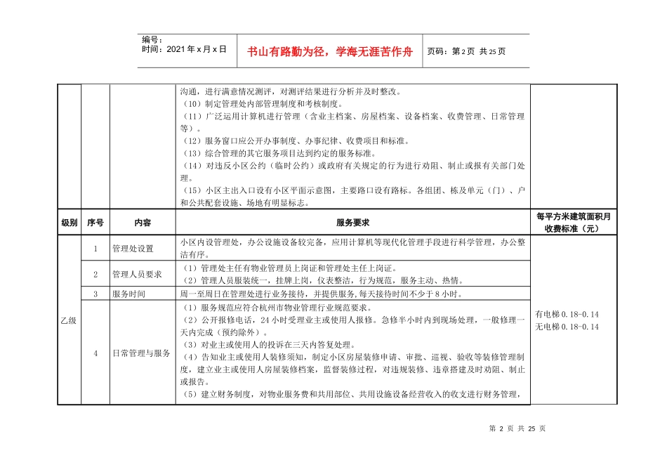 杭州市普通住宅物业菜单式服务参考收费标准(试行)_第2页