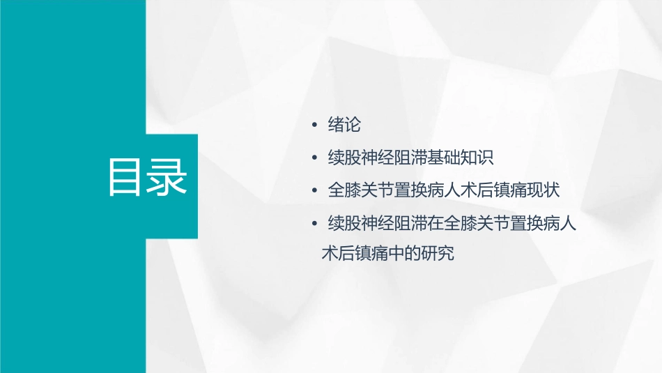 续股神经阻滞用于全膝关节置换病人术后镇痛研究护理课件_第2页