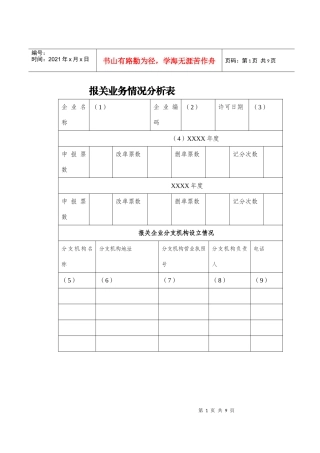 报关业务情况分析表