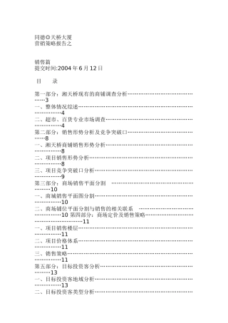 某天桥大厦营销策略报告