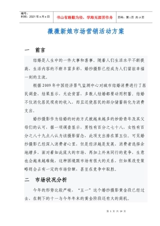 薇薇新娘市场营销活动方案