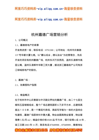 杭州嘉德广场营销分析(doc6)