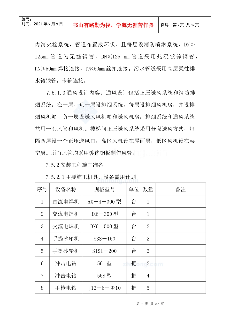 某小高层水暖电安装工程施工方案_secret_第2页