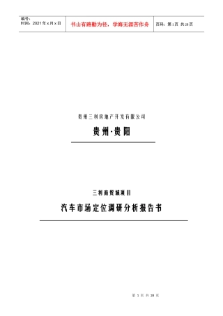 汽车市场定位调研分析报告书