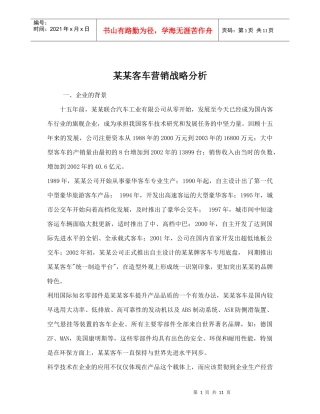 某某客车营销战略分析