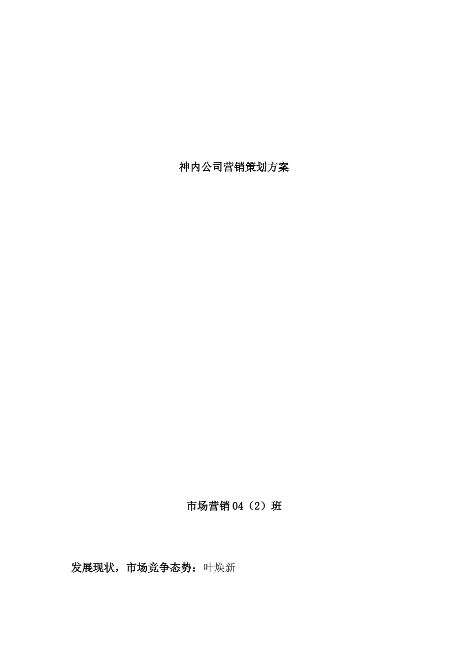 营销策划--神内公司营销策划方案_第1页