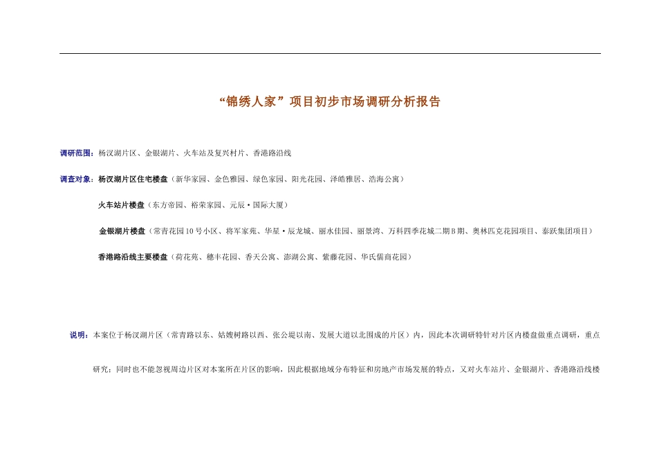某房地产项目初步市场调研分析报告_第1页