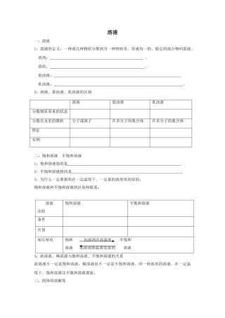 中考化学专题训练溶液 
