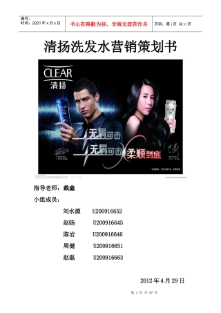 清扬洗发水营销策划书