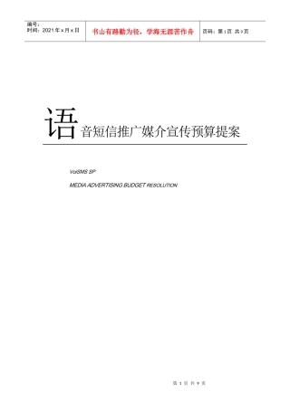 语音短消息市场推广媒体预算