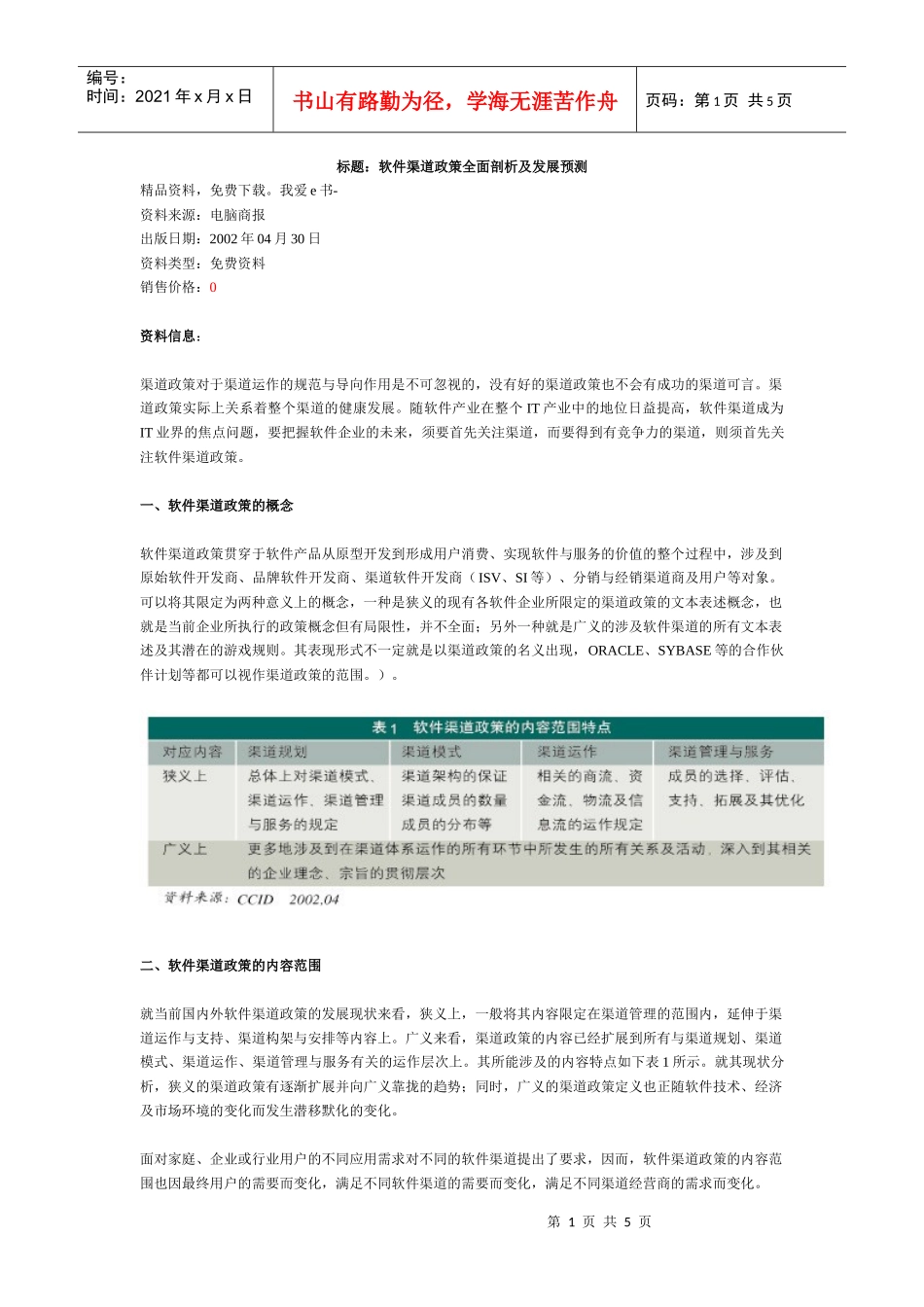 软件渠道政策全面剖析与发展预测_第1页