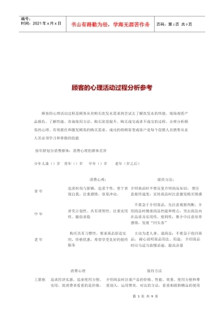 顾客的心理活动过程分析