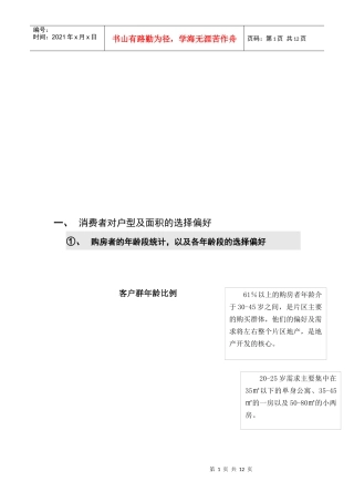 消费者对户型及面积的选择偏好