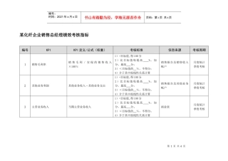 某化纤企业销售总经理绩效考核指标