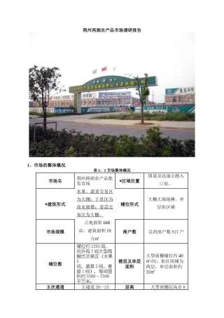 荆州两湖农产品市场调研报告样本
