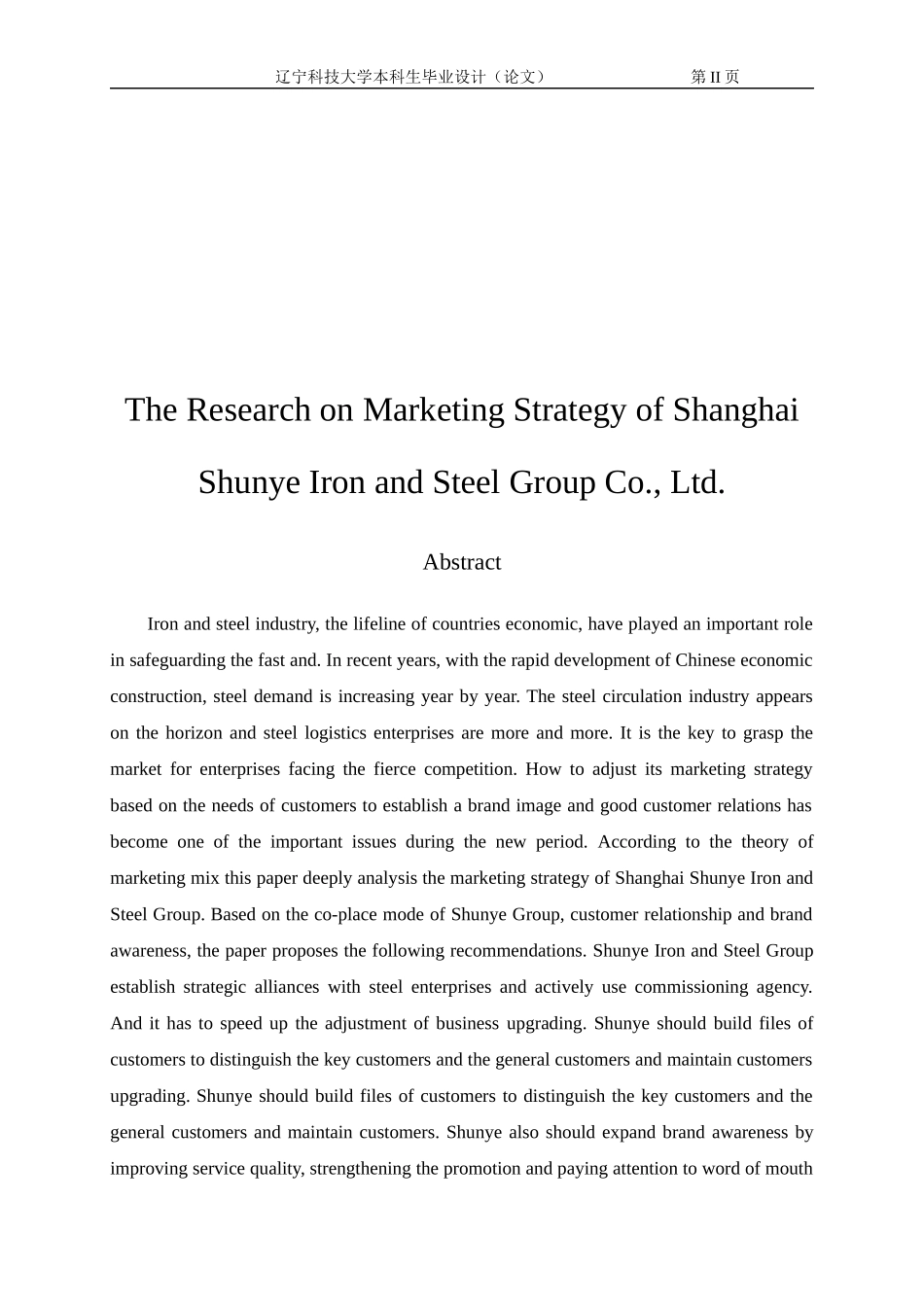 某钢铁集团有限公司营销策略研究分析_第2页