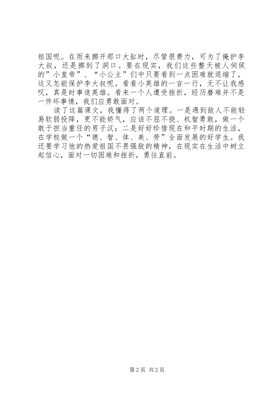 小英雄雨来读后感 (12)_第2页