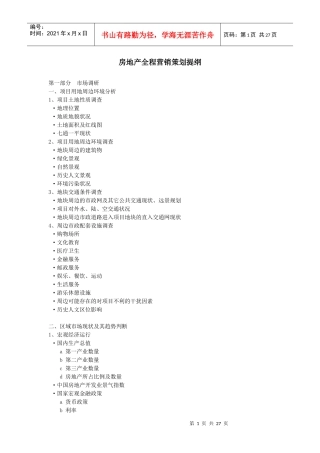 房地产全程营销策划