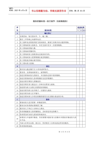 自助餐服务质量检查表