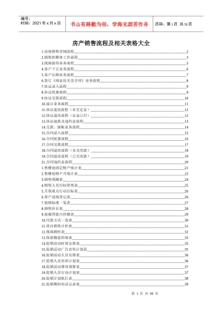 房产销售流程及相关表格大全
