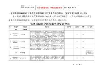 省属医院部分医疗服务价格调整表（DOC82页）